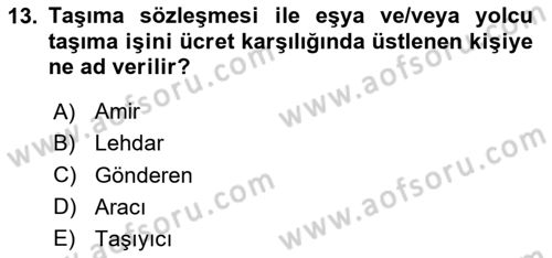 Uluslararası Ticaret Hukuku Dersi 2020 - 2021 Yılı Yaz Okulu Sınav Soruları 13. Soru