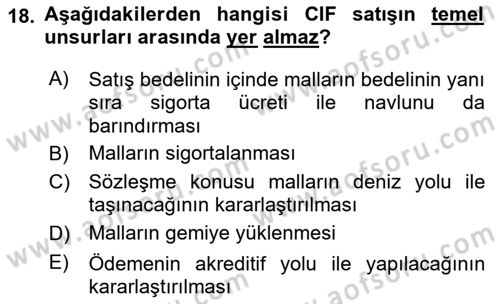 Uluslararası Ticaret Hukuku Dersi 2021 - 2022 Yılı (Vize) Ara Sınav Soruları 18. Soru