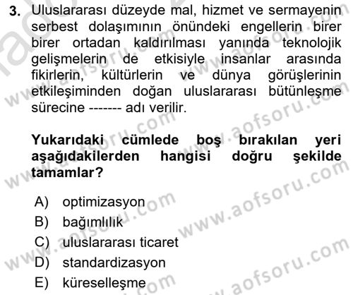 Uluslararası Ticaret Hukuku Dersi Ara Sınavı Deneme Sınav Soruları 3. Soru