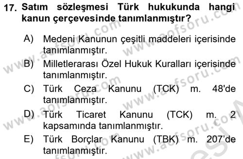 Uluslararası Ticaret Hukuku Dersi 2022 - 2023 Yılı (Final) Dönem Sonu Sınav Soruları 17. Soru