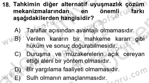Uluslararası Ticaret Hukuku Dersi 2022 - 2023 Yılı (Final) Dönem Sonu Sınav Soruları 18. Soru