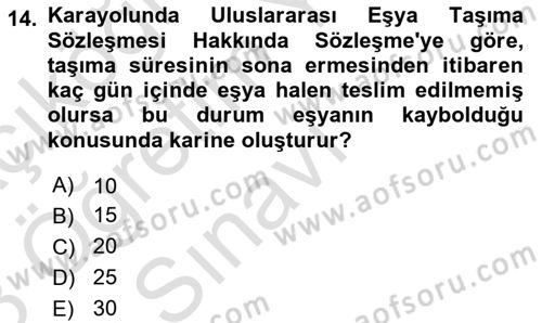 Uluslararası Ticaret Hukuku Dersi 2022 - 2023 Yılı Yaz Okulu Sınav Soruları 14. Soru