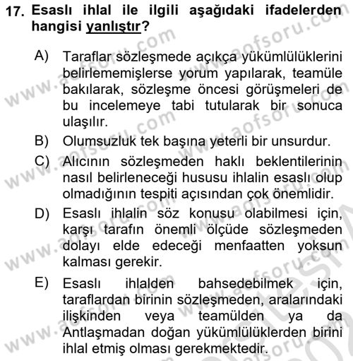 Uluslararası Ticaret Hukuku Dersi 2023 - 2024 Yılı (Vize) Ara Sınav Soruları 17. Soru