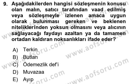 Uluslararası Ticaret Hukuku Dersi 2023 - 2024 Yılı (Vize) Ara Sınav Soruları 9. Soru
