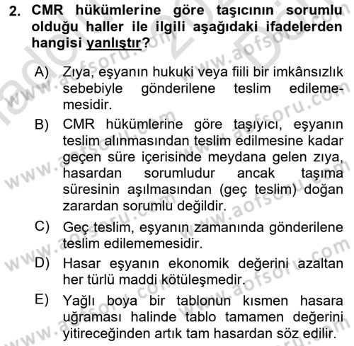 Uluslararası Ticaret Hukuku Dersi 2023 - 2024 Yılı (Final) Dönem Sonu Sınav Soruları 2. Soru