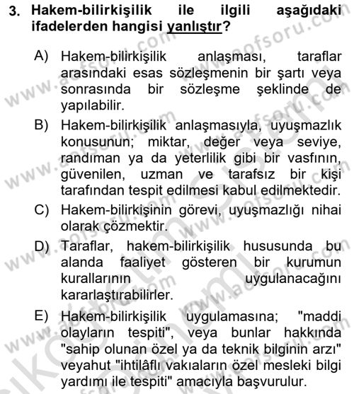 Uluslararası Ticaret Hukuku Dersi 2023 - 2024 Yılı (Final) Dönem Sonu Sınav Soruları 3. Soru