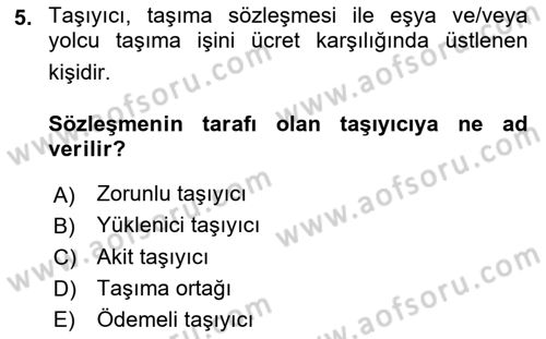 Uluslararası Ticaret Hukuku Dersi 2023 - 2024 Yılı (Final) Dönem Sonu Sınav Soruları 5. Soru