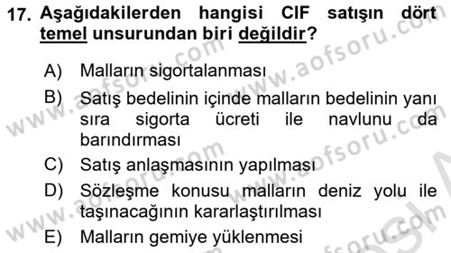 Uluslararası Ticaret Hukuku Dersi 2024 - 2025 Yılı (Vize) Ara Sınav Soruları 17. Soru