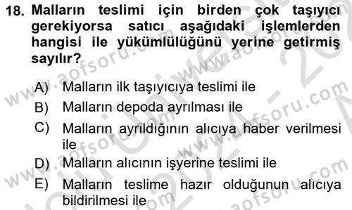 Uluslararası Ticaret Hukuku Dersi 2024 - 2025 Yılı (Vize) Ara Sınav Soruları 18. Soru