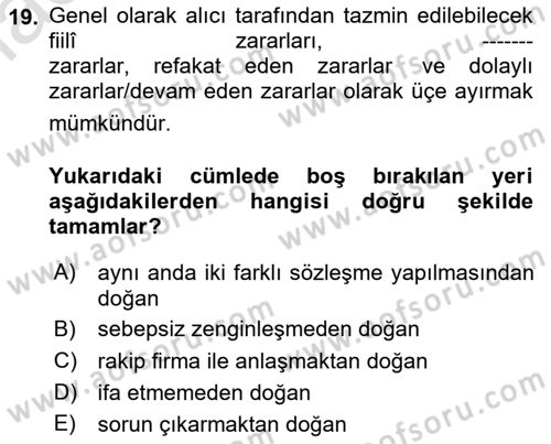Uluslararası Ticaret Hukuku Dersi 2024 - 2025 Yılı (Vize) Ara Sınav Soruları 19. Soru