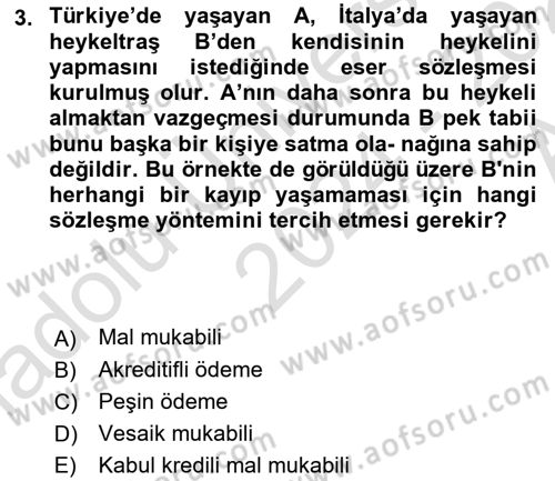 Uluslararası Ticaret Hukuku Dersi 2024 - 2025 Yılı (Vize) Ara Sınav Soruları 3. Soru