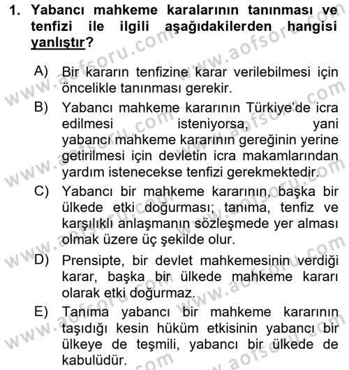 Uluslararası Ticaret Hukuku Dersi 2024 - 2025 Yılı (Final) Dönem Sonu Sınav Soruları 1. Soru