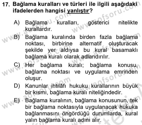 Uluslararası Ticaret Hukuku Dersi 2024 - 2025 Yılı (Final) Dönem Sonu Sınav Soruları 17. Soru