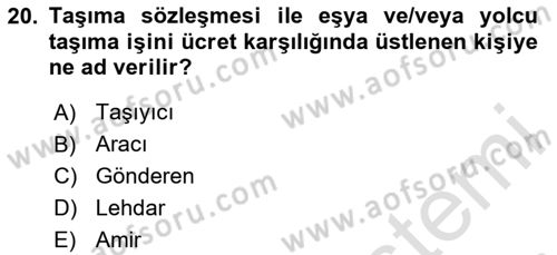 Uluslararası Ticaret Hukuku Dersi 2024 - 2025 Yılı (Final) Dönem Sonu Sınav Soruları 20. Soru