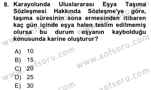 Uluslararası Ticaret Hukuku Dersi 2024 - 2025 Yılı (Final) Dönem Sonu Sınav Soruları 8. Soru