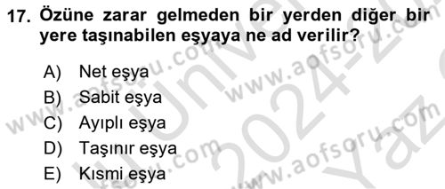 Uluslararası Ticaret Hukuku Dersi 2024 - 2025 Yılı Yaz Okulu Sınav Soruları 17. Soru
