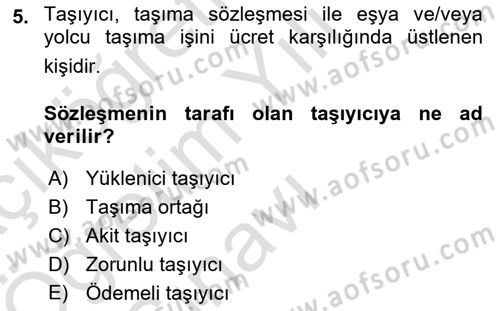 Uluslararası Ticaret Hukuku Dersi 2024 - 2025 Yılı Yaz Okulu Sınav Soruları 5. Soru