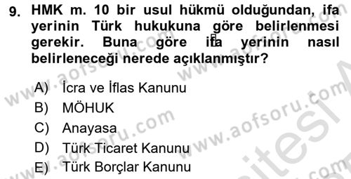 Uluslararası Ticaret Hukuku Dersi 2024 - 2025 Yılı Yaz Okulu Sınav Soruları 9. Soru