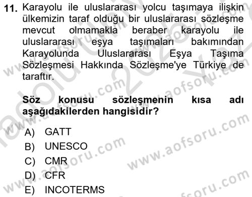 Uluslararası Ticaret Hukuku Dersi 2025 - 2026 Yılı Yaz Okulu Sınav Soruları 11. Soru