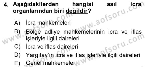 İcra Ve İflas Hukuku Dersi 2021 - 2022 Yılı (Vize) Ara Sınav Soruları 4. Soru