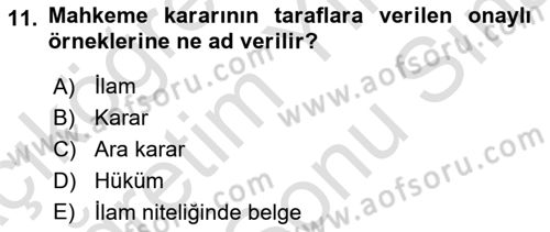 İcra Ve İflas Hukuku Dersi 2021 - 2022 Yılı (Final) Dönem Sonu Sınav Soruları 11. Soru