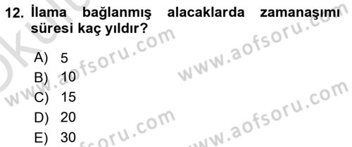 İcra Ve İflas Hukuku Dersi 2021 - 2022 Yılı Yaz Okulu Sınav Soruları 12. Soru
