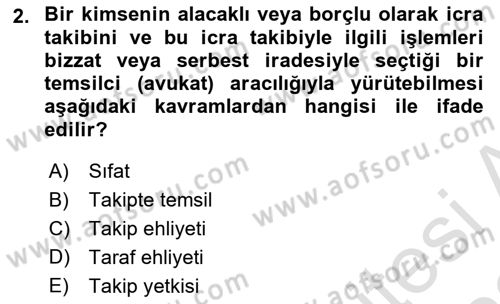 İcra Ve İflas Hukuku Dersi 2021 - 2022 Yılı Yaz Okulu Sınav Soruları 2. Soru