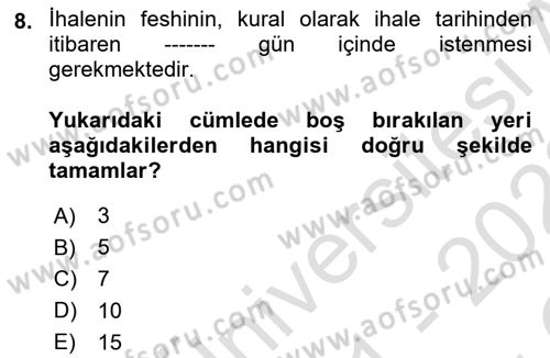 İcra Ve İflas Hukuku Dersi 2021 - 2022 Yılı Yaz Okulu Sınav Soruları 8. Soru