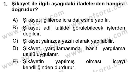 İcra Ve İflas Hukuku Dersi 2022 - 2023 Yılı Yaz Okulu Sınav Soruları 1. Soru