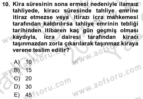 İcra Ve İflas Hukuku Dersi 2022 - 2023 Yılı Yaz Okulu Sınav Soruları 10. Soru