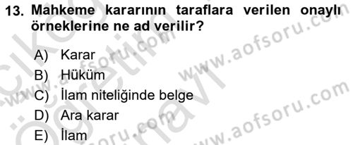İcra Ve İflas Hukuku Dersi 2022 - 2023 Yılı Yaz Okulu Sınav Soruları 13. Soru