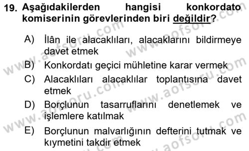 İcra Ve İflas Hukuku Dersi 2022 - 2023 Yılı Yaz Okulu Sınav Soruları 19. Soru