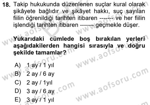 İcra Ve İflas Hukuku Dersi 2023 - 2024 Yılı (Final) Dönem Sonu Sınav Soruları 18. Soru