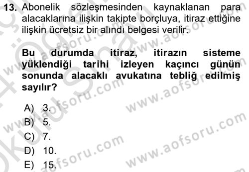 İcra Ve İflas Hukuku Dersi 2023 - 2024 Yılı Yaz Okulu Sınav Soruları 13. Soru