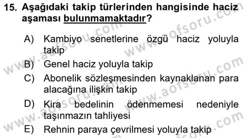 İcra Ve İflas Hukuku Dersi 2023 - 2024 Yılı Yaz Okulu Sınav Soruları 15. Soru