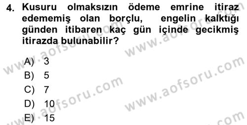 İcra Ve İflas Hukuku Dersi 2023 - 2024 Yılı Yaz Okulu Sınav Soruları 4. Soru