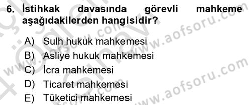İcra Ve İflas Hukuku Dersi 2023 - 2024 Yılı Yaz Okulu Sınav Soruları 6. Soru