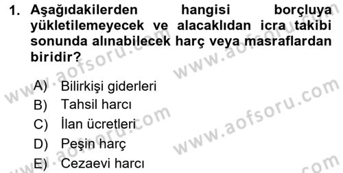 İcra Ve İflas Hukuku Dersi 2024 - 2025 Yılı (Vize) Ara Sınav Soruları 1. Soru