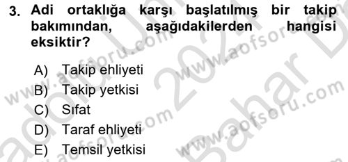 İcra Ve İflas Hukuku Dersi 2024 - 2025 Yılı (Vize) Ara Sınav Soruları 3. Soru