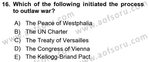 Public International Law 1 Dersi 2024 - 2025 Yılı Yaz Okulu Sınav Soruları 16. Soru