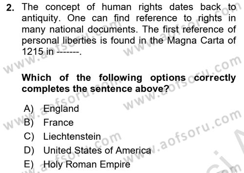Public International Law 1 Dersi 2024 - 2025 Yılı Yaz Okulu Sınav Soruları 2. Soru