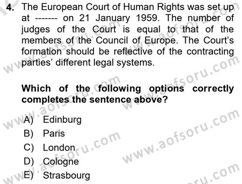 Public International Law 1 Dersi 2024 - 2025 Yılı Yaz Okulu Sınav Soruları 4. Soru