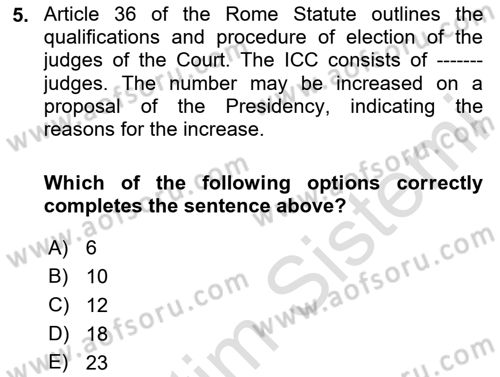 Public International Law 1 Dersi 2024 - 2025 Yılı Yaz Okulu Sınav Soruları 5. Soru