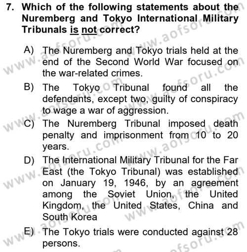 Public International Law 1 Dersi 2024 - 2025 Yılı Yaz Okulu Sınav Soruları 7. Soru