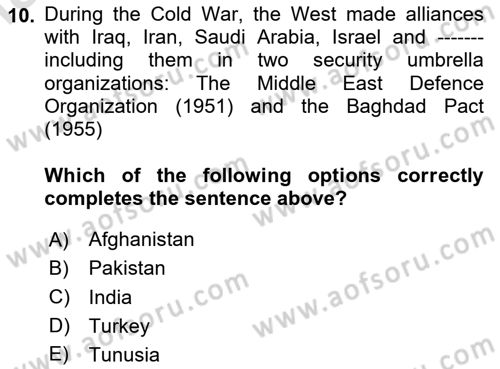 International Security Dersi 2020 - 2021 Yılı Yaz Okulu Sınav Soruları 10. Soru
