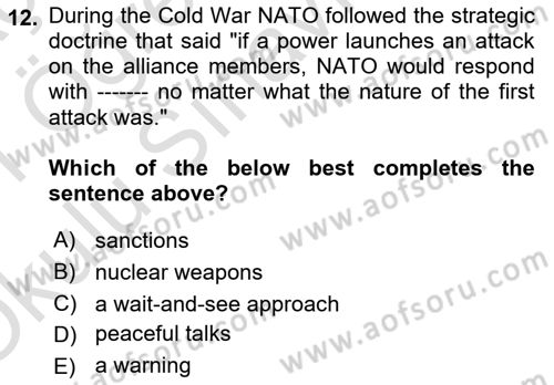 International Security Dersi 2020 - 2021 Yılı Yaz Okulu Sınav Soruları 12. Soru