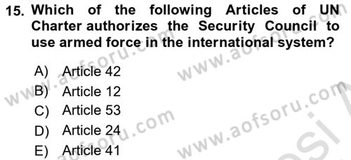 International Security Dersi 2020 - 2021 Yılı Yaz Okulu Sınav Soruları 15. Soru