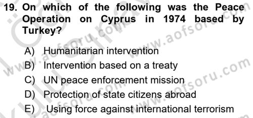 International Security Dersi 2020 - 2021 Yılı Yaz Okulu Sınav Soruları 19. Soru