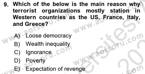 International Security Dersi 2020 - 2021 Yılı Yaz Okulu Sınav Soruları 9. Soru