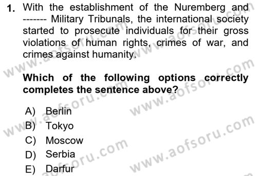International Security Dersi 2021 - 2022 Yılı (Vize) Ara Sınav Soruları 1. Soru